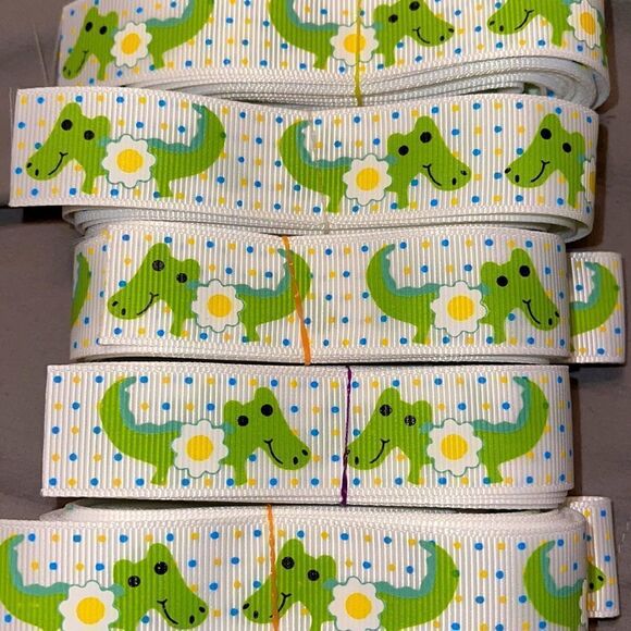Grosgrain Ribbon 7/8” 5 yards 5/$20 Daisy daisies flower alligator crocodile NEW - Picture 1 of 5